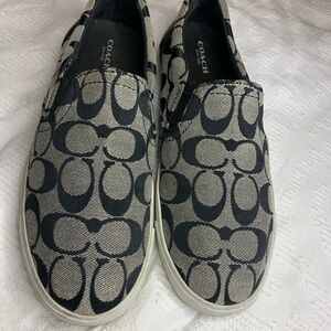 Coach Black and Cream Slip-Ons pre-loved